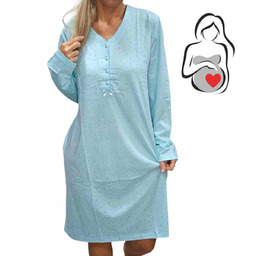 KOSZULA NOCNA CIĄŻOWA BASII ROZPINANA BAWEŁNA długi rękaw