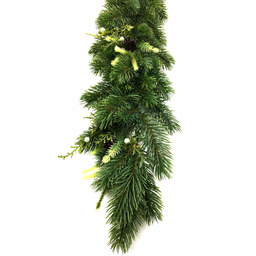 Girlanda Sosna Zielona Dekorowana Gałązkami i Szyszkami 190c