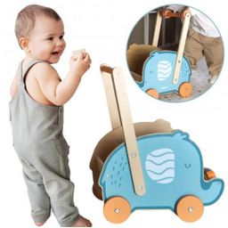 Wózek Viga Drewniany 2w1 Chodzik Pchacz Słonik PolarB