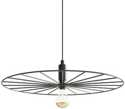 Lumes Czarna duża lampa wisząca z drucianym kloszem