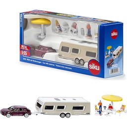 siku 2542, samochód z przyczepą kempingową, figurkami