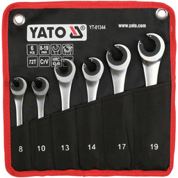 Yato ZESTAW KLUCZY PÓŁOTWARTYCH Z GRZECHOTKĄ 8-19MM 6