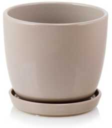 Szarobeżowa doniczka ceramiczna z podstawką 20 cm Polnix