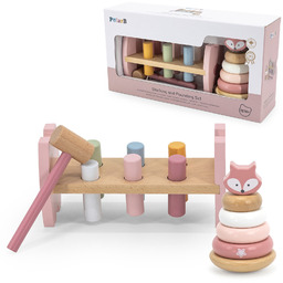 VIGA PolarB Zestaw Drewniana Piramidka + Przebijanka