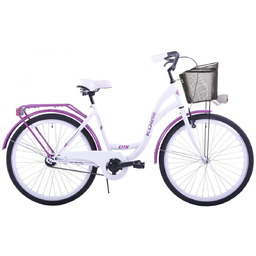 Rower miejski damski damka KOZBIKE 26'' biało-fioletowy