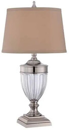 Lampa stołowa szklana z beżowym abażurem QZ/DENNISON PN