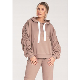 Bluza damska z bufiastymi rekawami i kapturem -