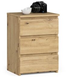 Szafka nocna, STILO, 3 szuflady, 40x35x57 cm, dąb