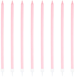 Świeczki urodzinowe długie różowe - 15 cm -