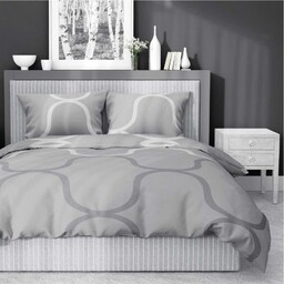 Pościel satynowa 180x200 Home Satin 131 szara geometryczna