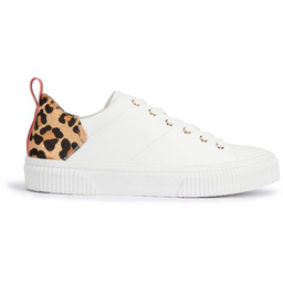 Damskie sneakersy skórzane z wzorem w cętki białe