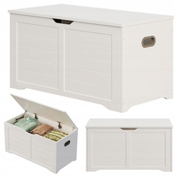 Drewniana Duża Skrzynia Przechowywania Biała Kufer Na Koce