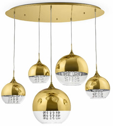 Maytoni Lampa wisząca Fermi P140-PL-170-5-G kryształki kaskada złota