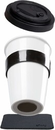Silwy  Porcelanowa TO-GO-CUP z czarną banderolą chroniącą