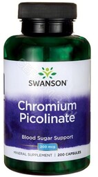 Swanson Chrom pikolinian 200mcg, 200 kapsułek