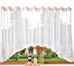 Firana przelotki łuk 500x160 cm woalowa gładka kółka