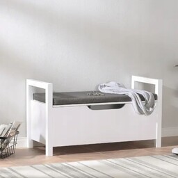 Ławka Na przedpokój ze schowkiem i poduszką biała