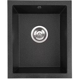 Zlewozmywak granitowy podwieszany jednokomorowy JUNIT 38 czarny metalik