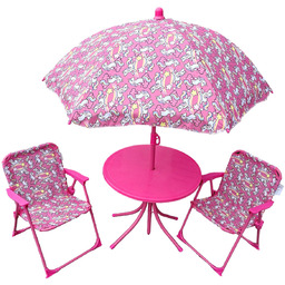 Jednorożec Zestaw Stół Stolik 2 Krzesła Z Parasolem