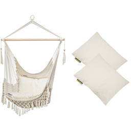 Sznurkowy Fotel hamakowy z poduszkami, ecru AHC-7