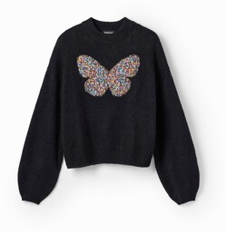 Sweter z grubej dzianiny w motyle