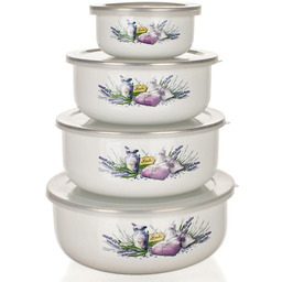 BANQUET Miski emaliowane z pokrywami Lavender,