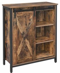 Komoda rustykalna, szafka, 70x30x80 cm, ciemny brąz, czarny,
