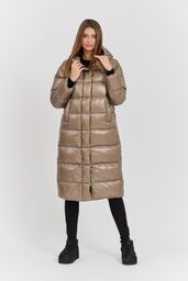 HETREGO Beżowy damski płaszcz puchowy Tara Woman Oversized