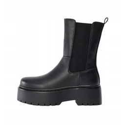 Even&Odd Czarne Botki Damskie Na Grubej Podeszwie Wsuwane