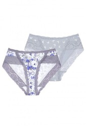 Wzorzyste niskie figi damskie (2 pack) z koronką