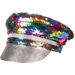 Boland 44759 tęczowa czapka z dwustronnymi cekinami, srebrna