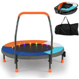 Mini trampolina dziecięca z uchwytem i lampkami