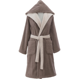 Damski krótki szlafrok LEAF s kapturem Brązowy