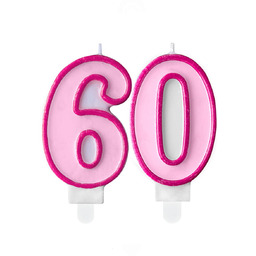Świeczki cyferki różowe - 60 - sześćdziesiątka -