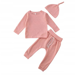 Komplet niemowlęcy dla dziewczynki spodnie bluzka czapeczka 80