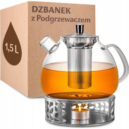 Dzbanek Na Herbate 1500ML Z Podgrzewaczem Do Herbaty