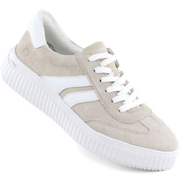 Skórzane półbuty sportowe sneakersy beżowe Remonte Rieker D3E00-60