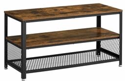 Szafka RTV rustykalna, 100x40x52 cm, ciemny brąz, czarny,