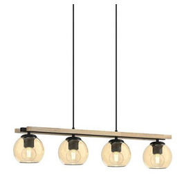Lindby - Enrique Lampa Wisząca Amber/Black/Oak