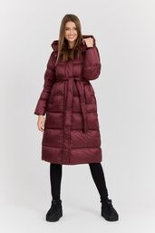 HETREGO Bordowy damski puchowy płaszcz Karen Woman Quilted