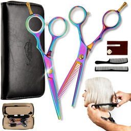 GEPARD zestaw fryzjerski degażówki i nożyczki praworęczne 6,0