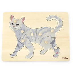 Puzzle na podkładce, Viga, Kot, 9 el.