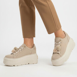 Chebello Sneakersy damskie, ze skóry naturalnej na wysokiej