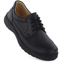 Skórzane półbuty męskie komfortowe czarne Helios 834K