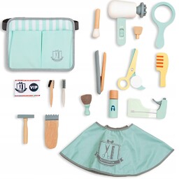 Drewniany zestaw fryzjerski salon suszarka peleryna prostownica barber