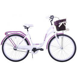 Rower miejski damski damka KOZBIKE 26'' biało-fioletowy