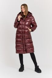 HETREGO Bordowy damski płaszcz puchowy Tara Woman Oversized