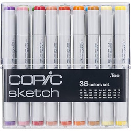 COPIC Sketch Marker Set z 36 kolorami, profesjonalne
