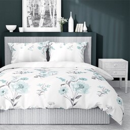 Pościel satynowa 220x200 Home Satin 124 biała miętowa