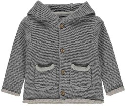 Sweter dziewczęcy z kapturem, rozpinany, szary, Kanz